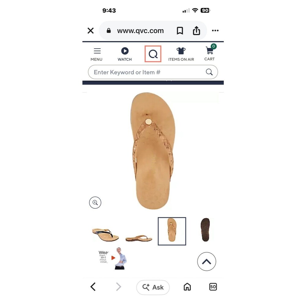 Vionic Mona Cork Flip Flops Size 10 Tan